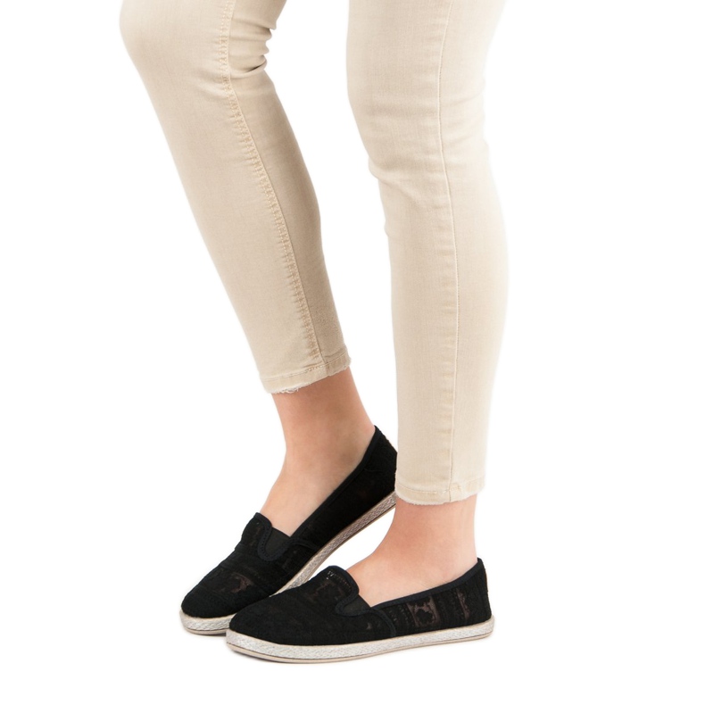 Sliponi din dantelă MCKEYLOR negru 1 Sliponi din dantelă MCKEYLOR negru 1