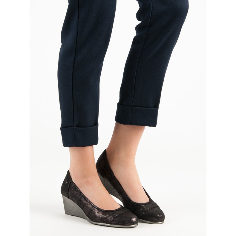 Vinceza Pompe Glitter Wedge maro 2