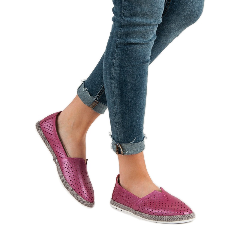 Tenisi din piele Slip On VINCEZA violet 1