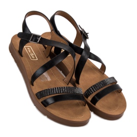 Filippo Sandale negre cu cristale negru 2