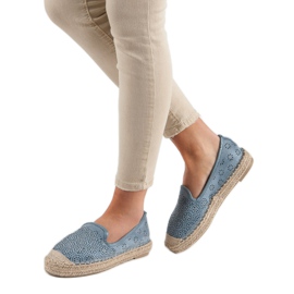 Espadrile ajurate din piele de căprioară albastru 1