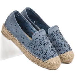 Espadrile ajurate din piele de căprioară albastru 2