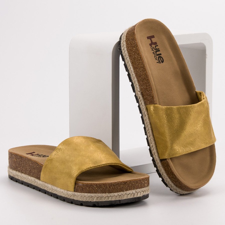 Kylie Papuci de muștar strălucitori galben 1