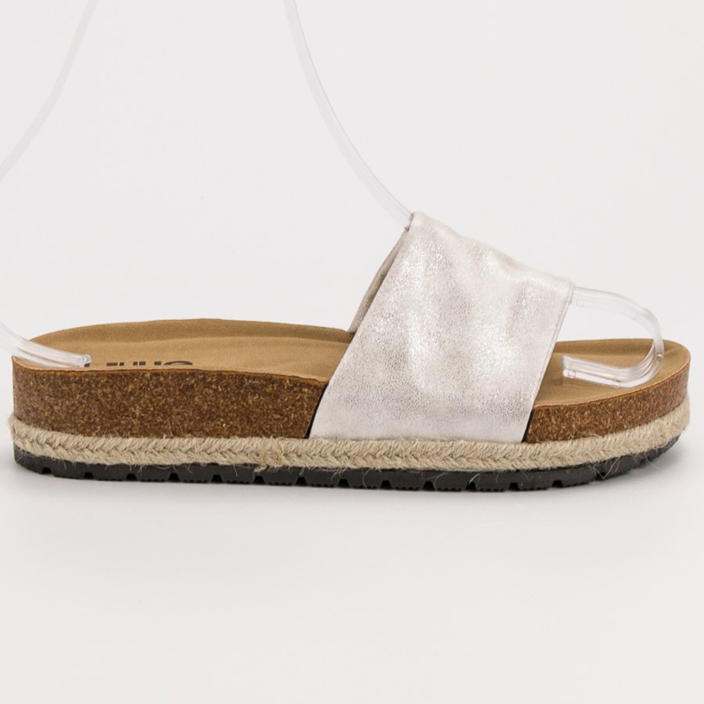 Kylie Papuci de argint lucios gri 2