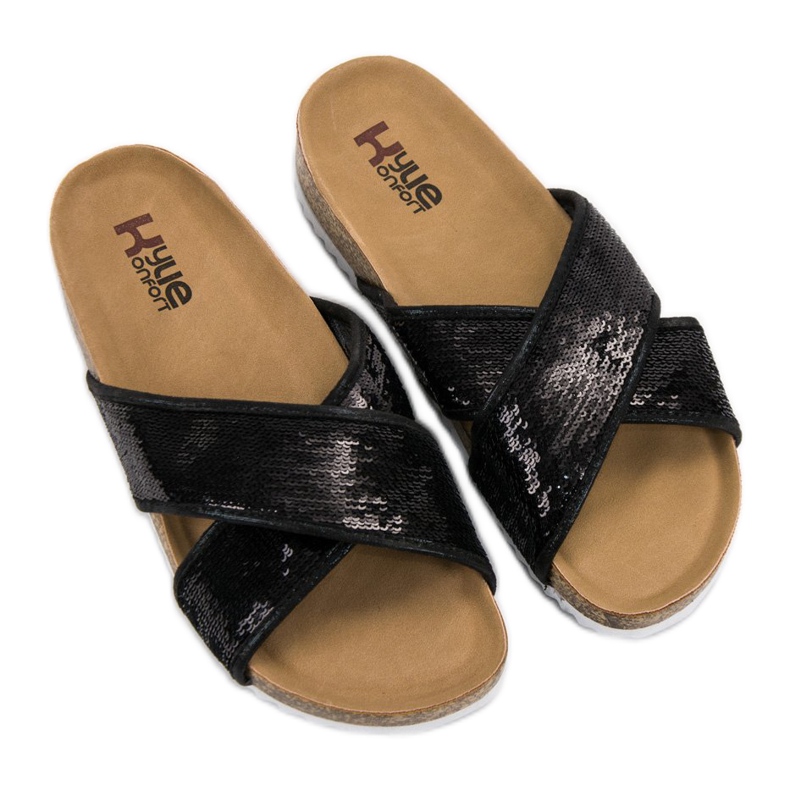 Kylie Papuci negri cu paiete negru 2 Kylie Papuci negri cu paiete negru 2