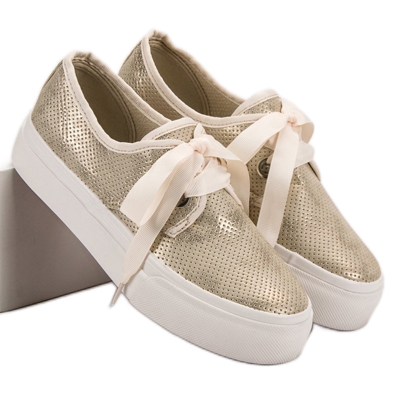 Kylie Adidași legați cu o panglică galben 2 Kylie Adidași legați cu o panglică galben 2