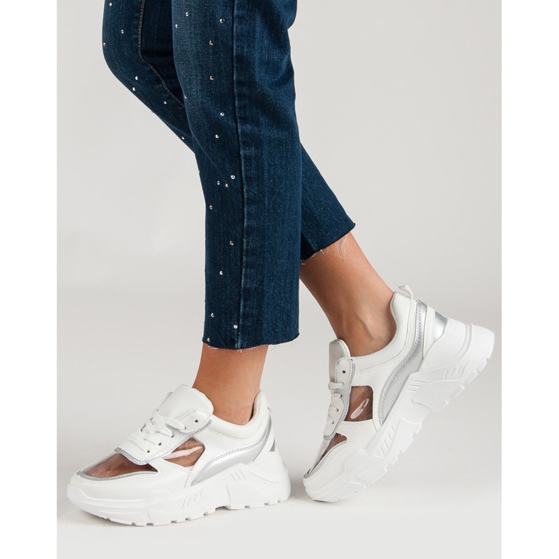 Adidași transparenți alb 1