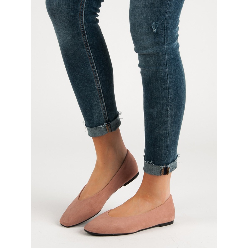 Seastar Balerini din piele de căprioară roz 1 Seastar Balerini din piele de căprioară roz 1