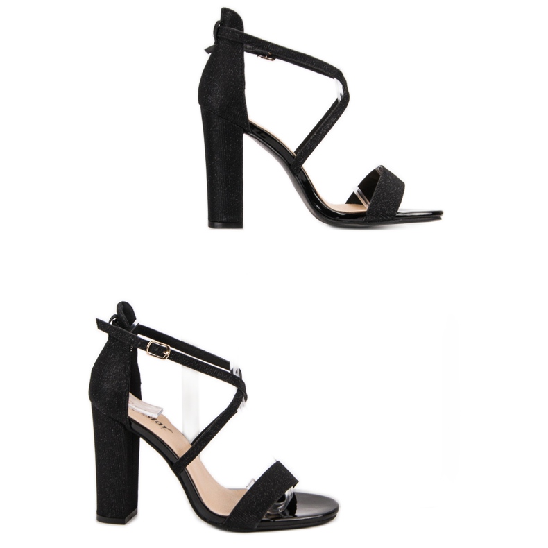 Seastar Sandale elegante cu sclipici negru 1 Seastar Sandale elegante cu sclipici negru 1