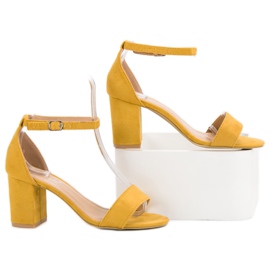 Super Mode Sandale elegante din piele intoarsa galben 1