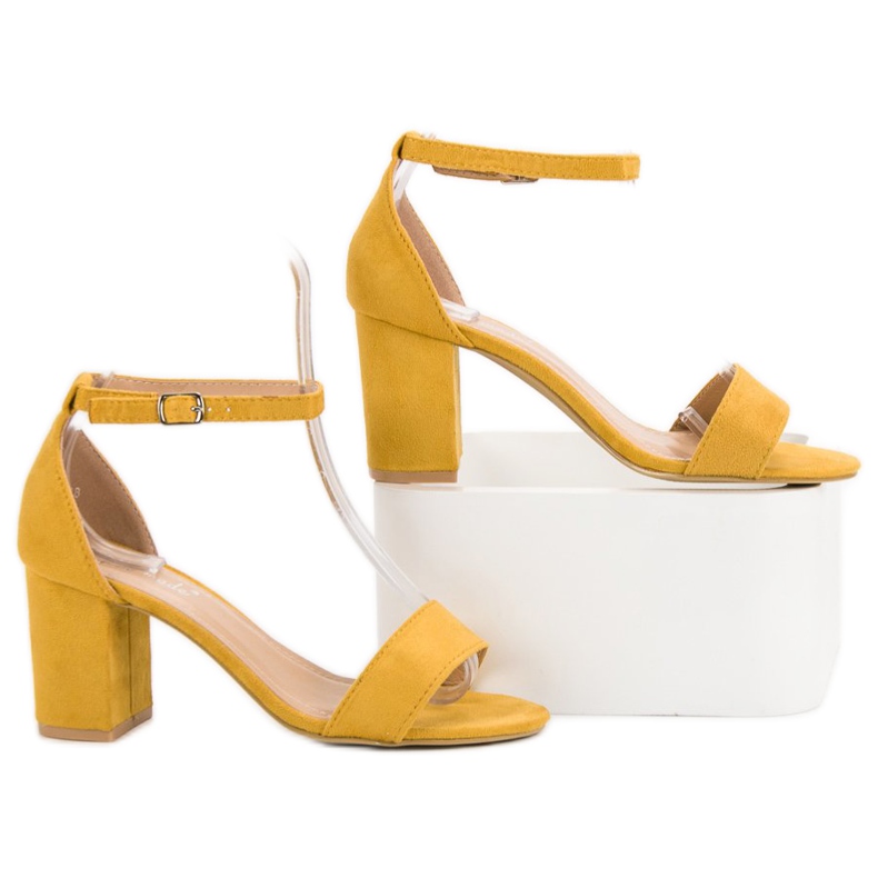 Super Mode Sandale elegante din piele intoarsa galben 1 Super Mode Sandale elegante din piele intoarsa galben 1