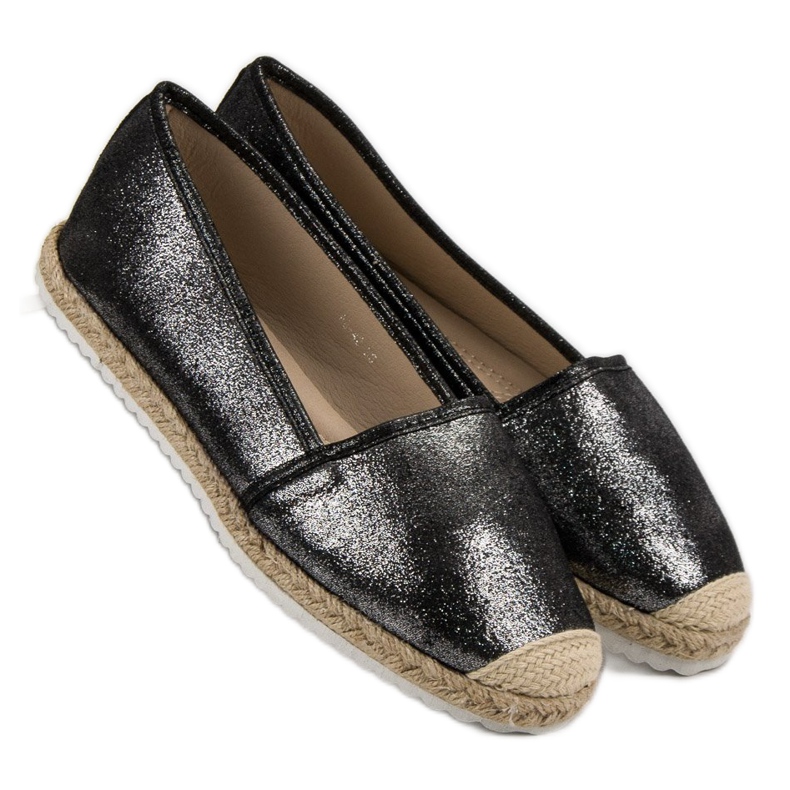 Lucky Shoes Espadrile cu sclipici negru 1 Lucky Shoes Espadrile cu sclipici negru 1