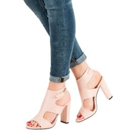 Seastar Sandale elegante din piele intoarsa roz 1