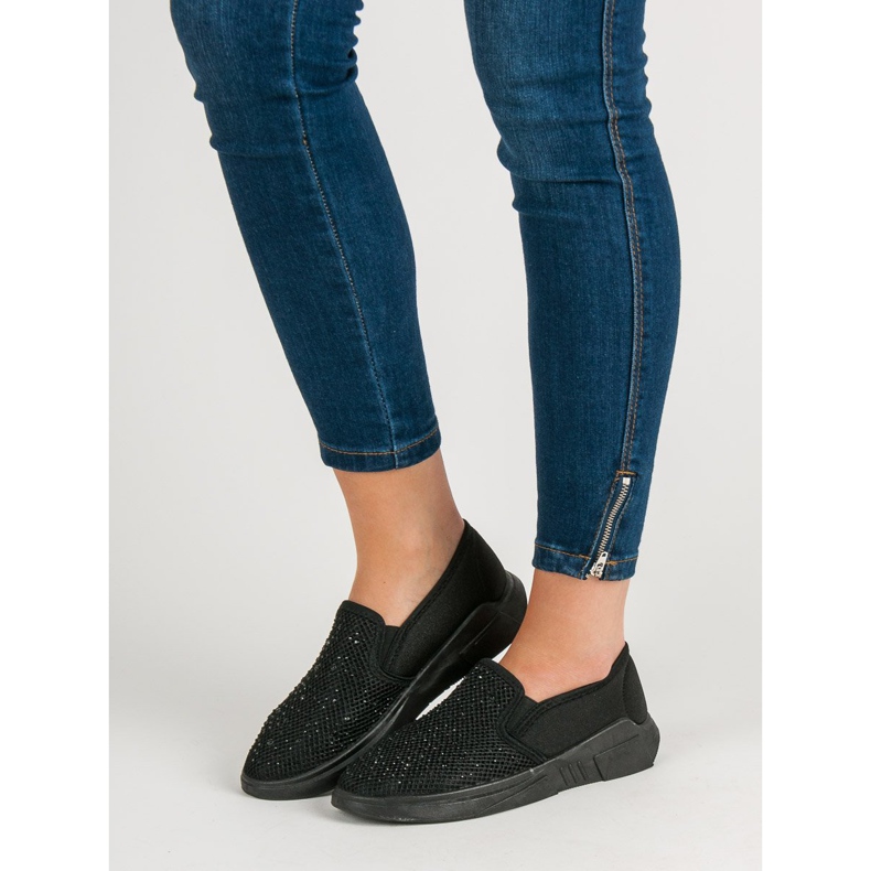 SHELOVET Încălțăminte textilă cu cristale negru 2