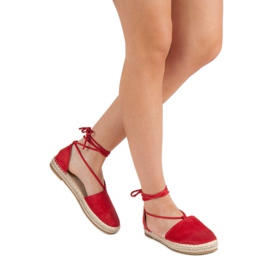 Seastar Espadrile legate cu cristale roșu 2