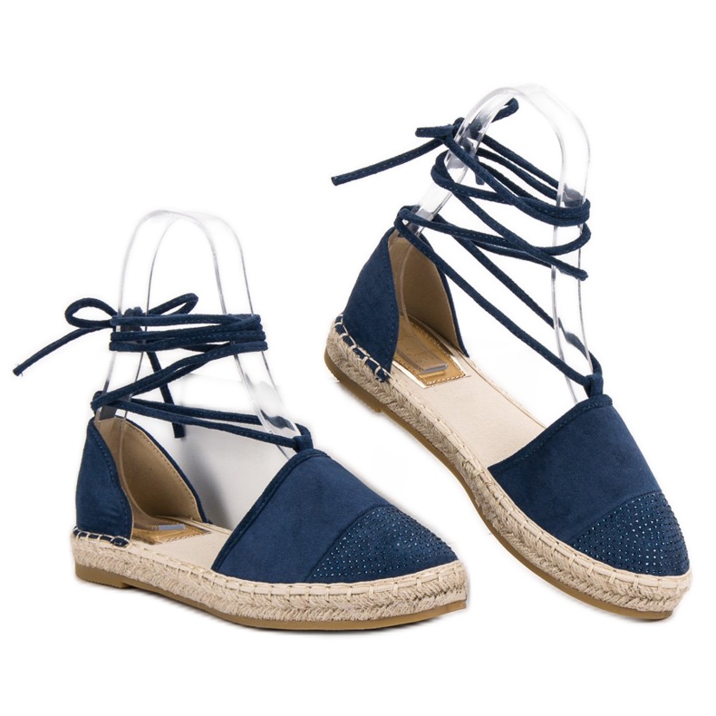 Seastar Espadrile legate cu cristale albastru 2