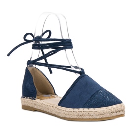 Seastar Espadrile legate cu cristale albastru 4