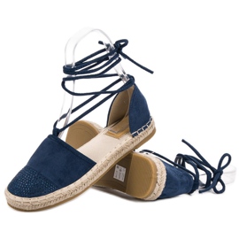 Seastar Espadrile legate cu cristale albastru 3
