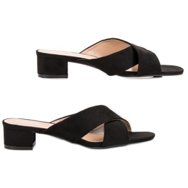 Small Swan Papuci eleganti din piele intoarsa negru 1