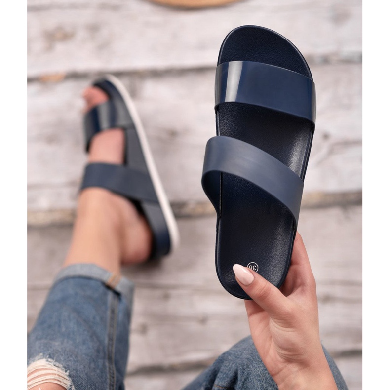 SHELOVET Papuci confortabili de culoare albastru marin 2 SHELOVET Papuci confortabili de culoare albastru marin 2