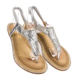 Encor Sandale Cu Cristale gri 1 Encor Sandale Cu Cristale gri 1