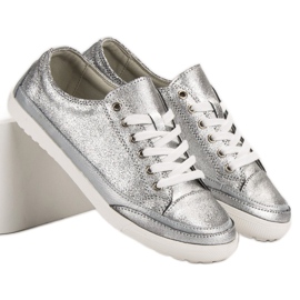 Filippo Adidași din piele argintie gri 1