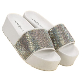 Marquiz Papuci la modă pe platformă alb multicolor 6