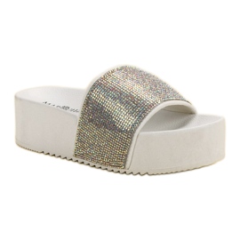 Marquiz Papuci la modă pe platformă alb multicolor 3