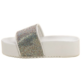 Marquiz Papuci la modă pe platformă alb multicolor 4