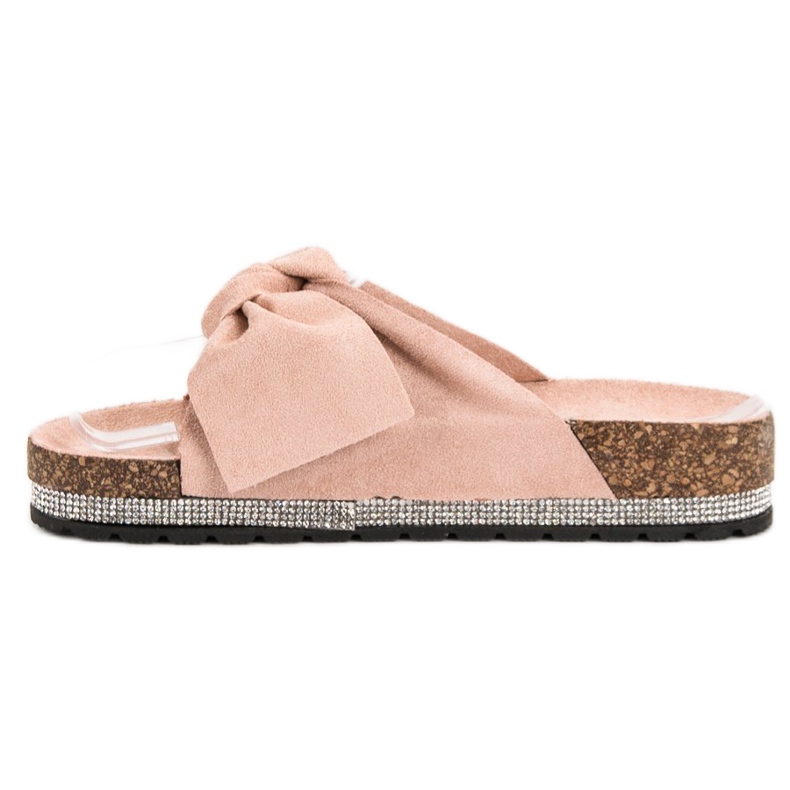 Anesia Paris Papuci din piele intoarsa cu cristale roz 1