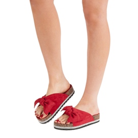 Anesia Paris Papuci din piele intoarsa cu cristale roșu 2