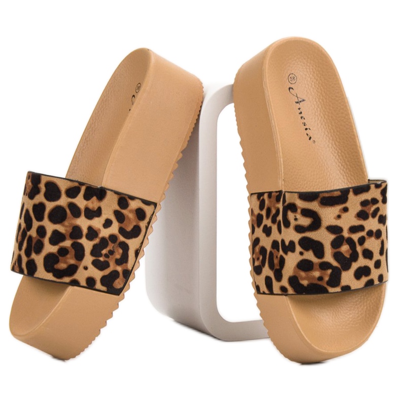 Anesia Paris Papuci din piele de căprioară pe platformă maro 1