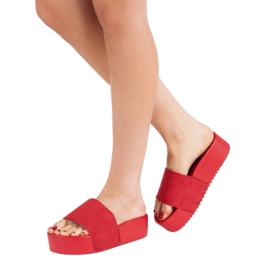 Anesia Paris Papuci din piele de căprioară pe platformă roșu 2