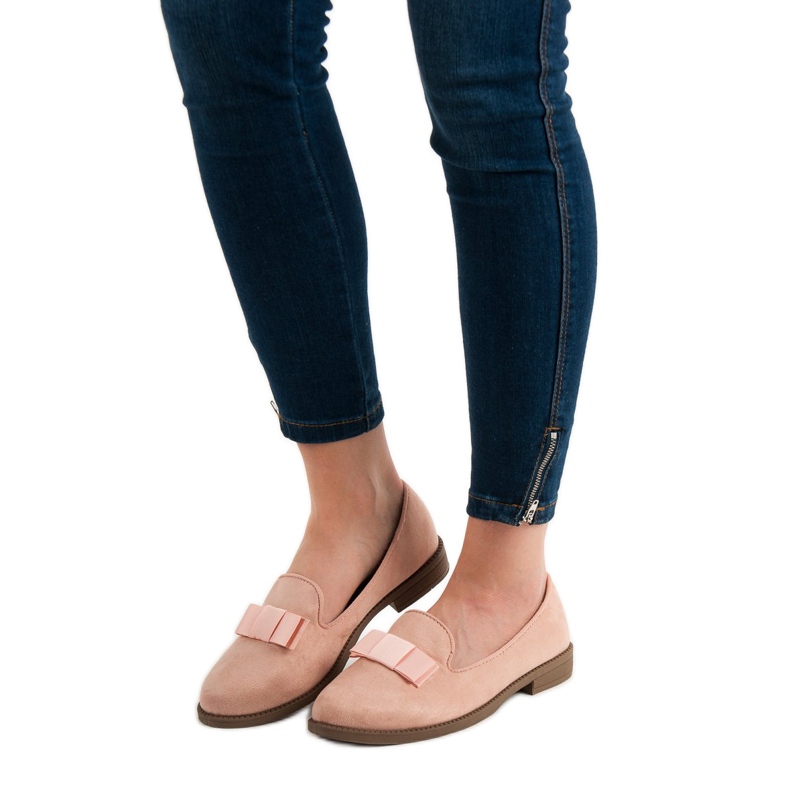 Comer Domnii din piele de căprioară roz 2