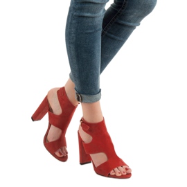 Ideal Shoes Sandale sexy cu toc roșu 2