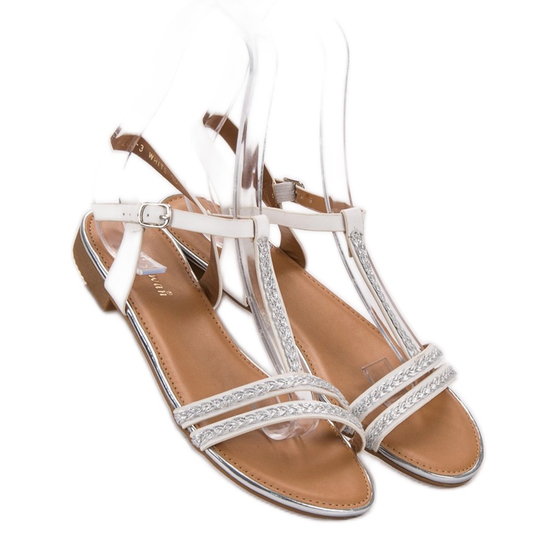 Small Swan Sandale plate alb 1