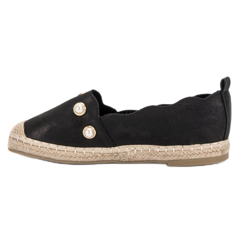 SHELOVET Espadrile Cu Perle negru 1