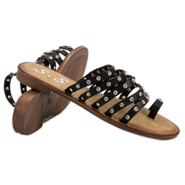 SHELOVET Papuci cu pietre de stras negru 1