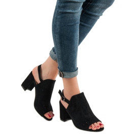 SHELOVET Sandale închise din piele de căprioară negru 1 SHELOVET Sandale închise din piele de căprioară negru 1