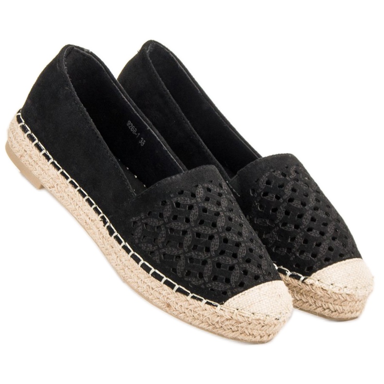 VICES Espadrile din piele de căprioară negru 2