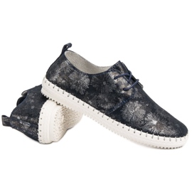 Filippo Cizme de piele legate albastru multicolor 5