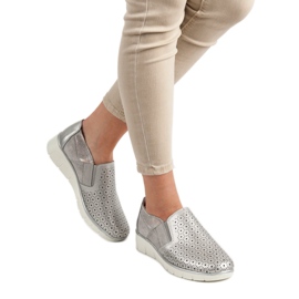 Filippo Slip On Silver Shoes gri 1