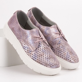 Goodin Încălțăminte ușoară din piele roz multicolor 1