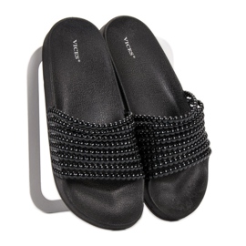 Papuci VICES la modă negru 3