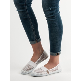 SHELOVET Balerini din dantelă alb 1