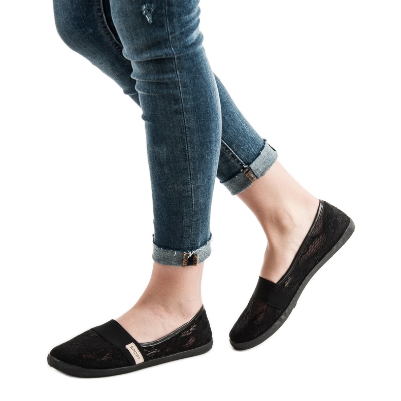 SHELOVET Balerini din dantelă negru 1