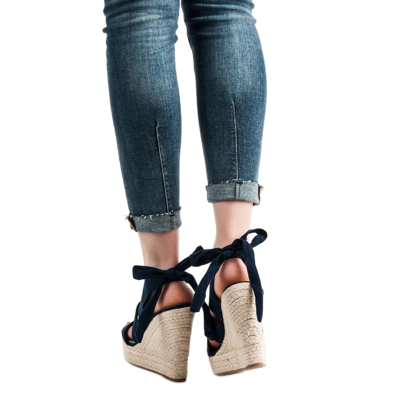 Cm Paris Sandale Albastru Marină Pe O Pană 1