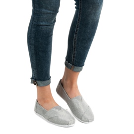 SHELOVET Adidași Glitter Slip On gri 1