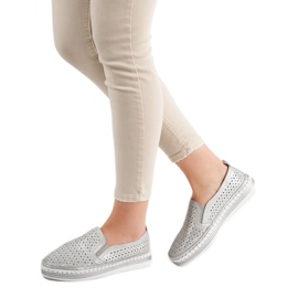 Goodin Sliponi din piele argintie gri 1