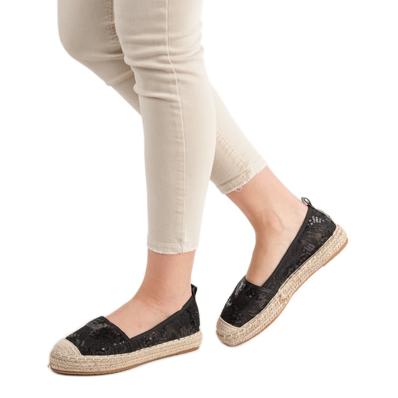 SHELOVET Espadrile din dantelă negru 2 SHELOVET Espadrile din dantelă negru 2